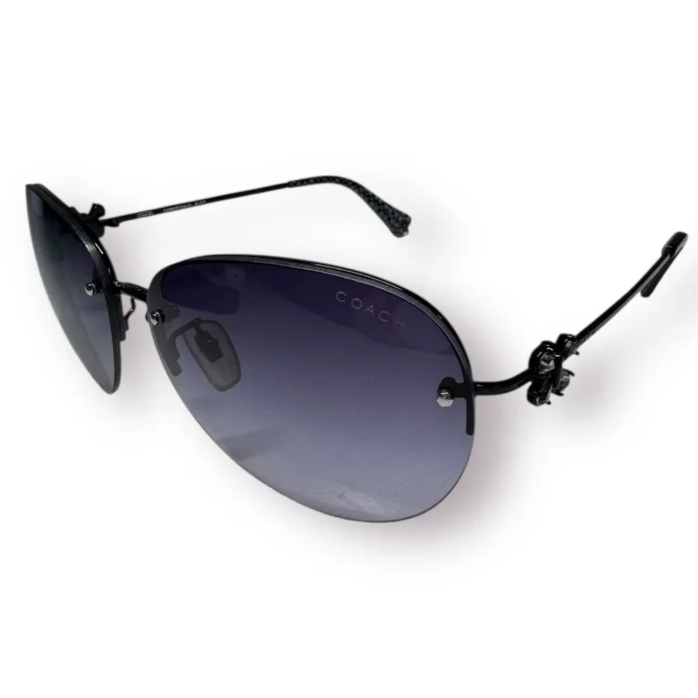 Coach Caprice Crystal Butterfly Sunglasses Boho Chic Aviator Oval Gradient Lense